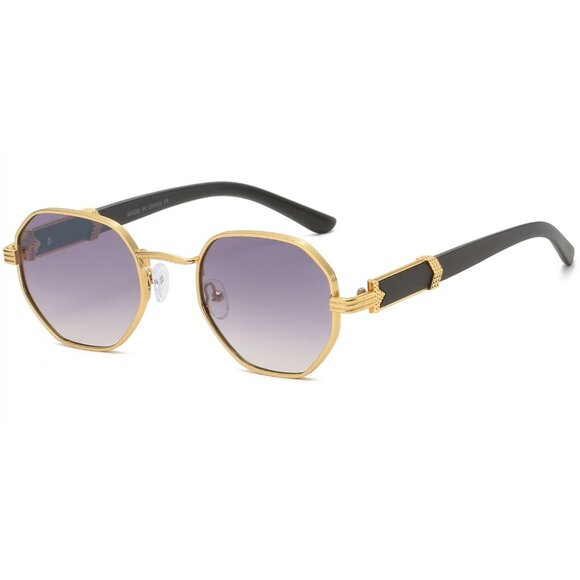 Men Sunglasses‎ Black Lens Fashion Retro Shades Gold Metal Hip Hop Lentes Gafas - Picture 1 of 1
